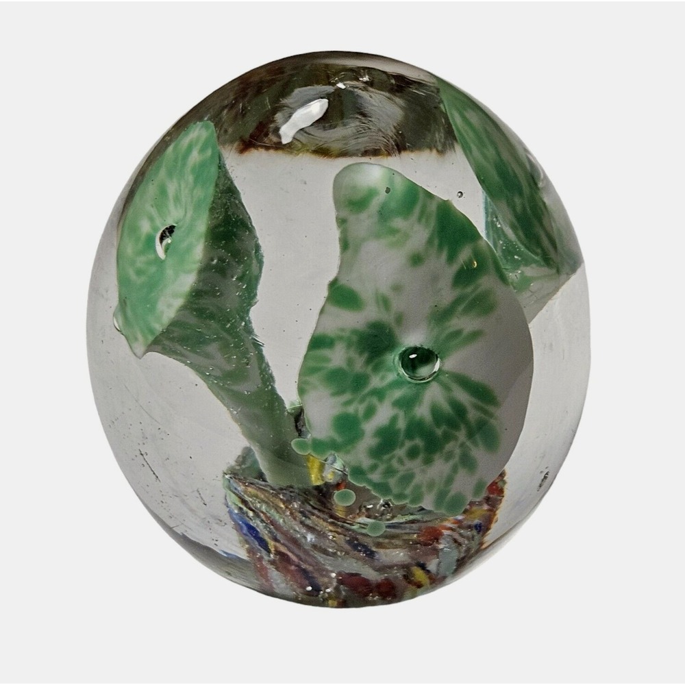 Lily Pad Egg Handmade Genuine Lead Crystal‎ Paperweight Japan Made VTG